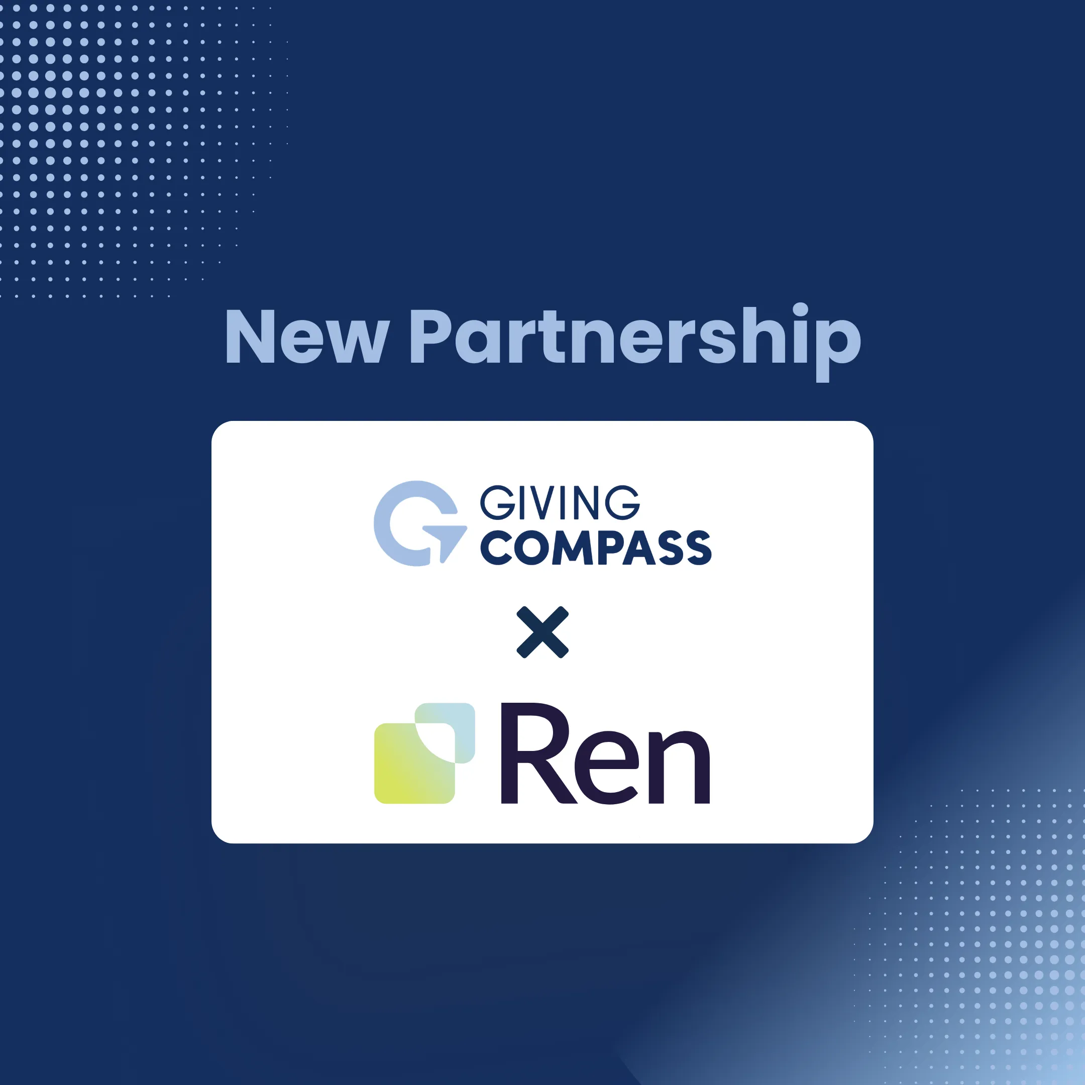 New Partnership: the Giving Compass and Ren logos.